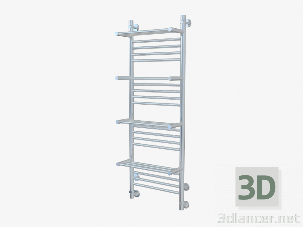 3d model Bohemia heated towel rail + 4 shelves (1200x400) - preview