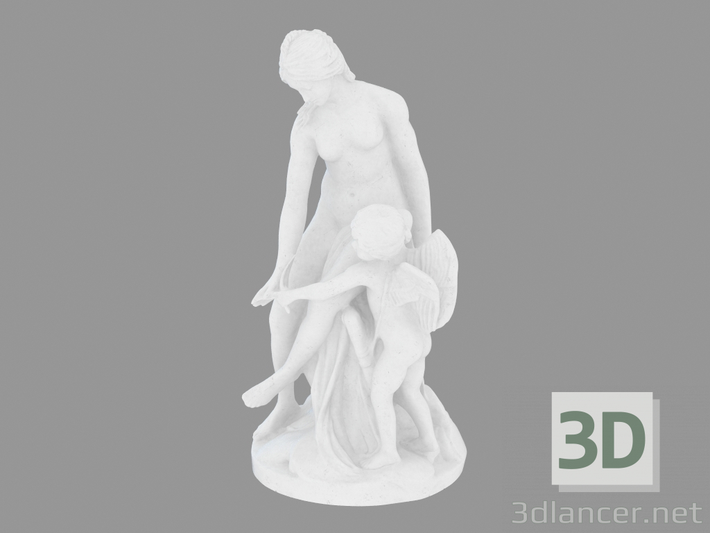 modèle 3D Sculpture en marbre Vénus enseignant Cupidon à utiliser son arc - preview