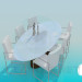 3D modeli masa ve sandalyeler için oturma odası - önizleme