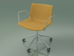 Sandalye 2048 (5 tekerlekli, kolçaklı, krom, ön kaplamalı, PO00415)