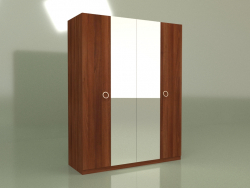 Kleiderschrank 4 Türen mit Spiegel DN 1403 (Walnuss)
