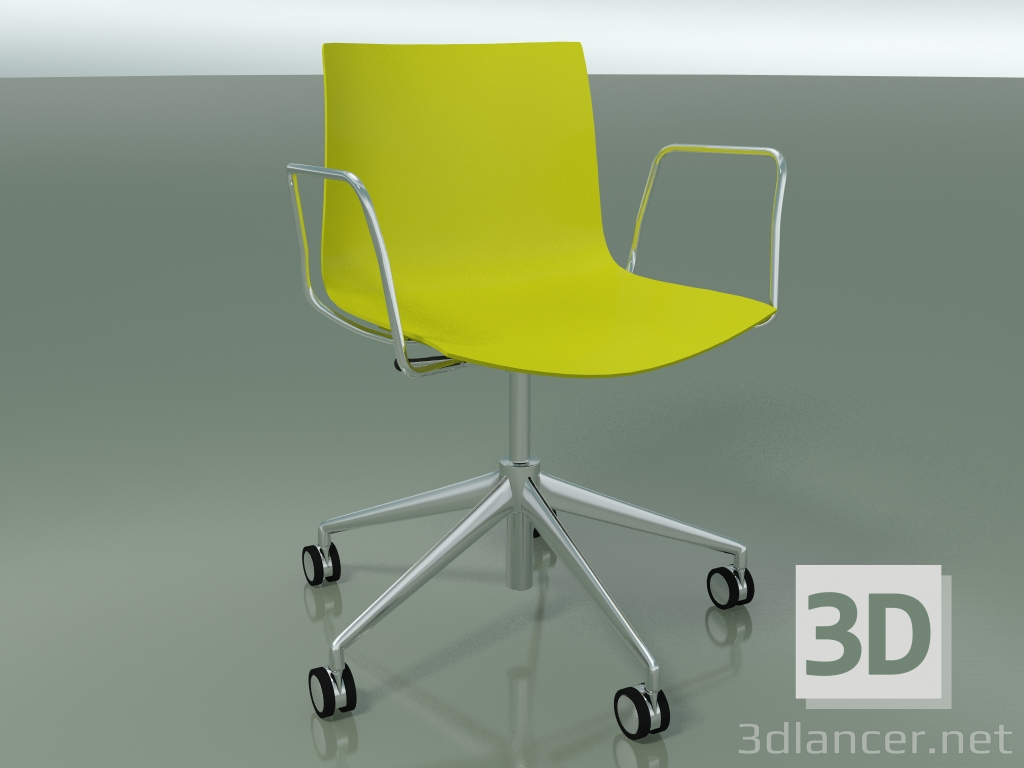 3D Modell Stuhl 0380 (5 Räder, mit Armlehnen, LU1, Polypropylen PO00118) - Vorschau