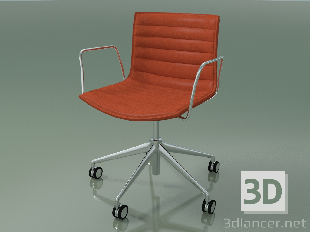 Modelo 3d Cadeira 0382 (5 rodízios, com braços, LU1, com estofamento) - preview
