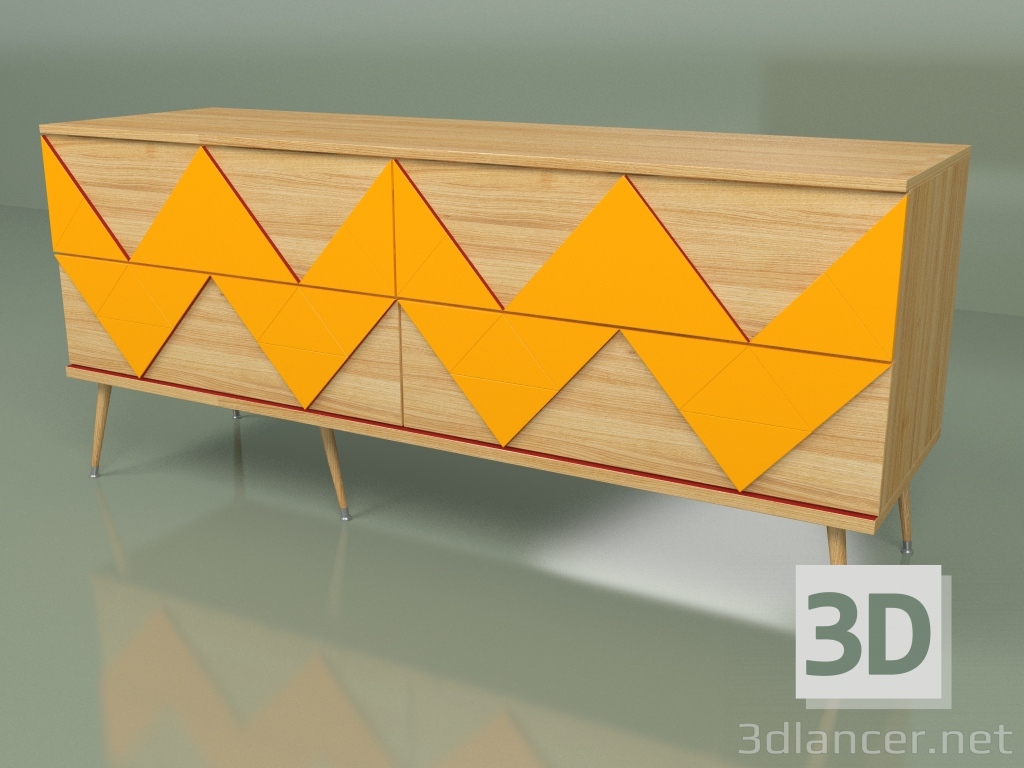 3D Modell Kommode Granny Woo (orange, helles Furnier) - Vorschau