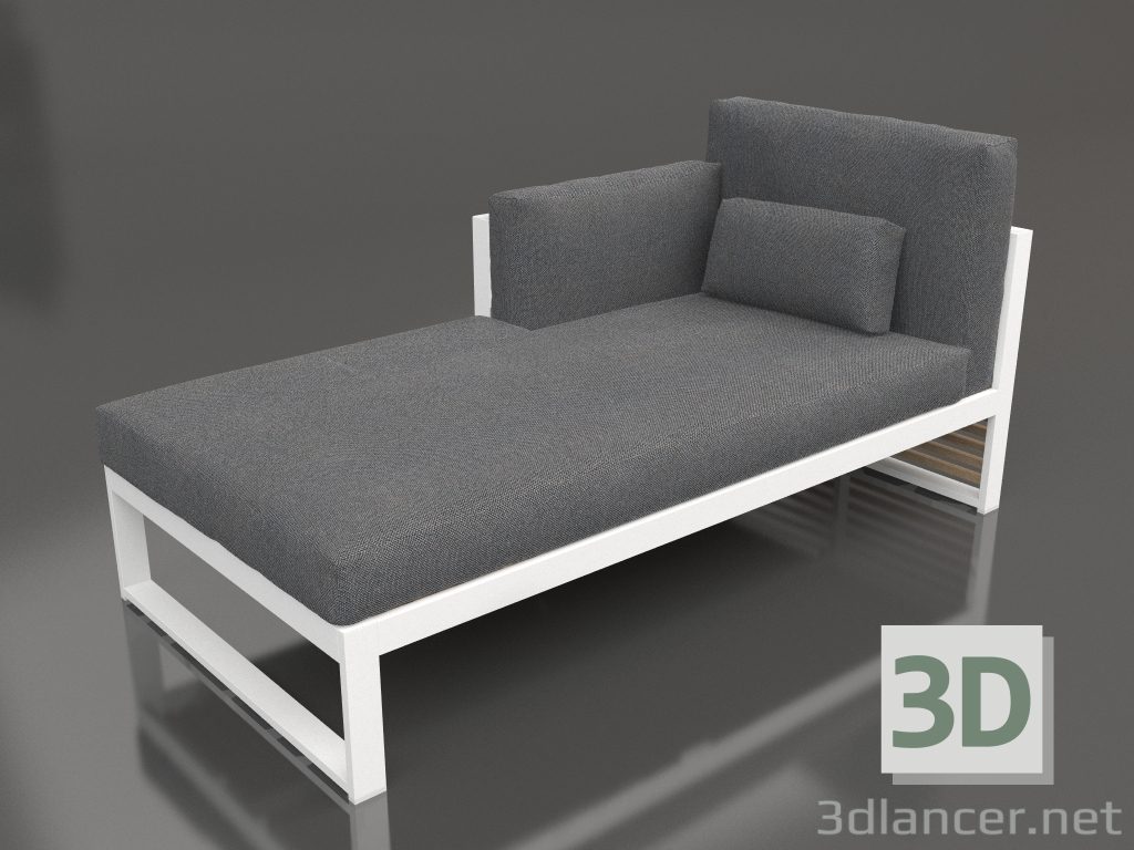 3D modeli Modüler kanepe, sol bölüm 2, yüksek arkalık (Beyaz) - önizleme