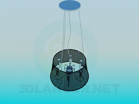 3D Modell Kronleuchter mit transparenten Lampenschirm - Vorschau