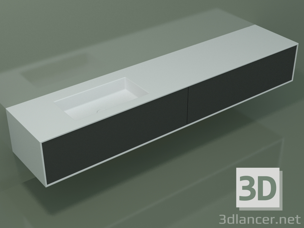 3D Modell Waschbecken mit Schubladen (06UCÂ24S1, Deep Nocturne C38, L 240, P 50, H 36 cm) - Vorschau
