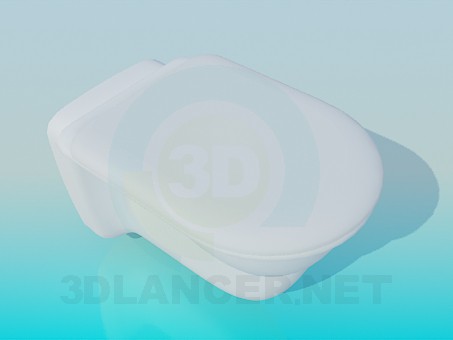 modello 3D Appeso tazza WC con coperchio - anteprima