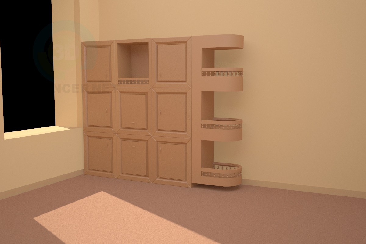 3d модель шкаф в кабинет – превью