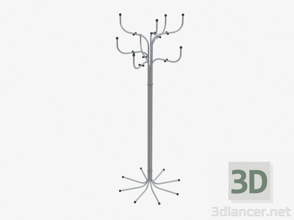 3D Modell Mantel Baum Kleiderbügel (grau) - Vorschau
