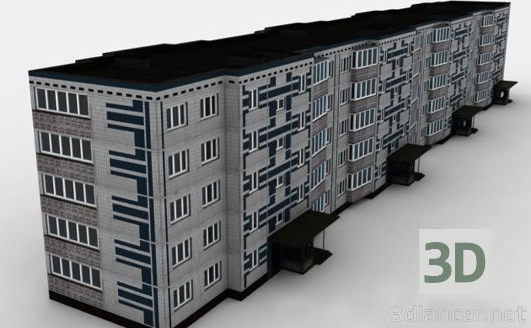 3 डी मॉडल आधुनिक पैनल हाउस - पूर्वावलोकन