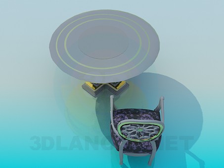 3d модель Журанльный столик и стульчик в наборе – превью