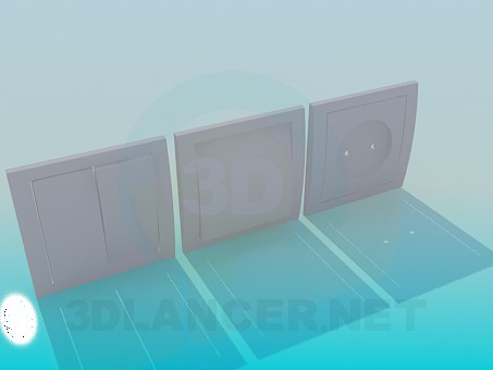 3d model Interruptores y sistema del zócalo - vista previa
