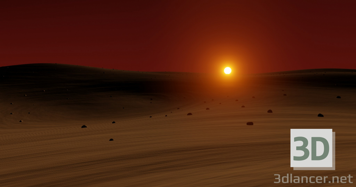 3d model Desert sunset - preview