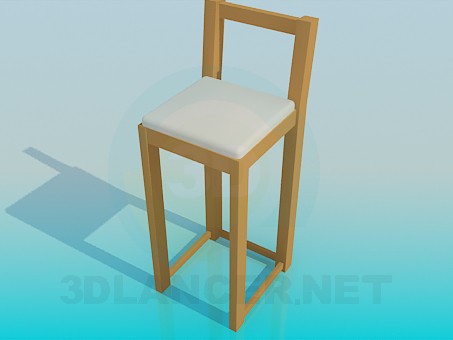 3d модель Длинный деревяный стульчик – превью