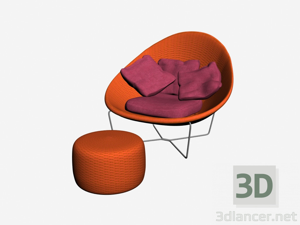 modèle 3D Chaise + pouf Nido - preview