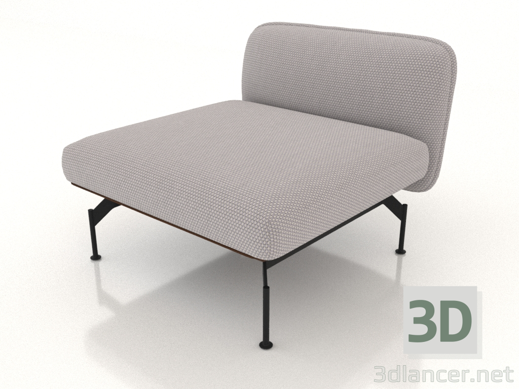 modèle 3D Canapé module 1 place (revêtement cuir à l'extérieur) - preview