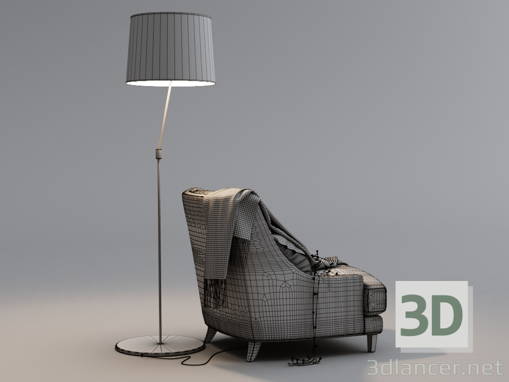 3d Крісло з гірляндою і торшером модель купити - зображення