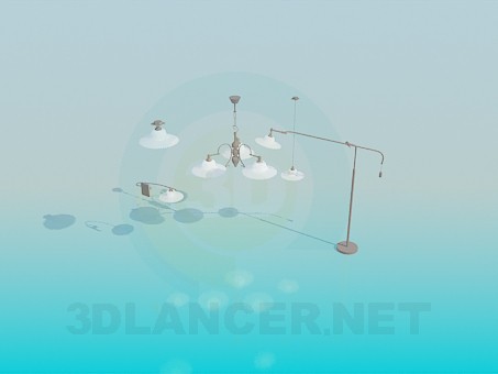 3D Modell Eine Reihe von Lampen - Vorschau