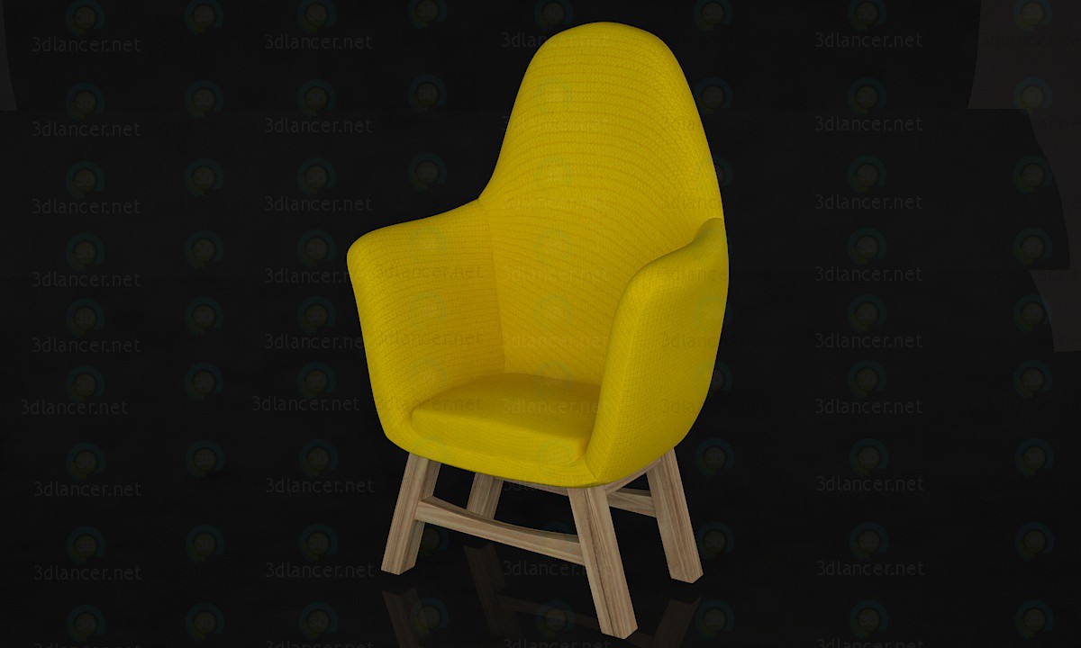 modèle 3D chaise jaune - preview