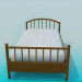 3d модель Одномісне ліжко з матрацом – превью