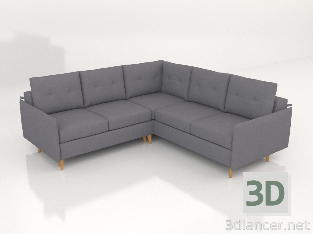 modèle 3D Canapé d'angle 4 places pliant ouest - preview