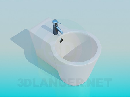 modello 3D Bidet con un rubinetto - anteprima