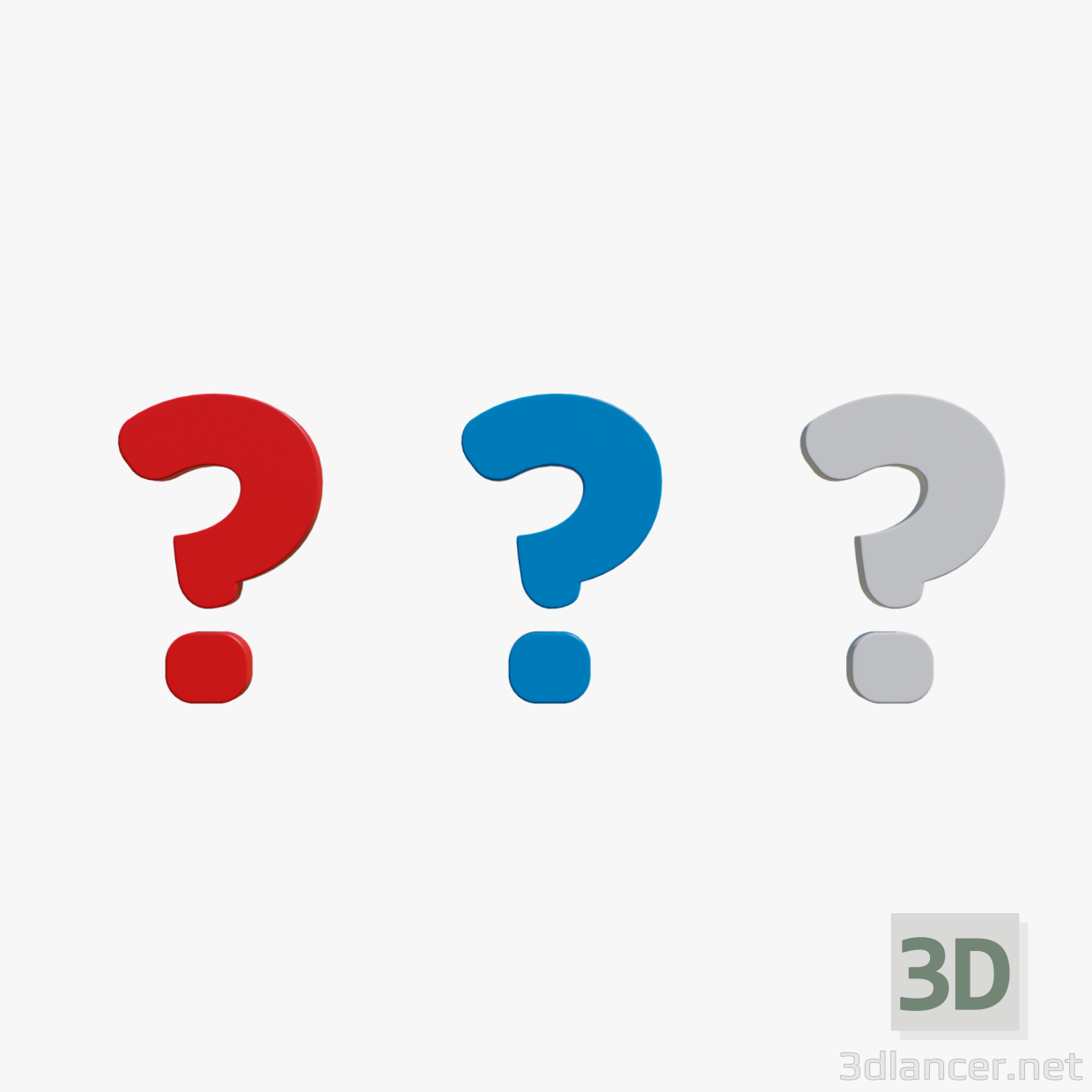 Preguntas 3 colores diferentes (Azul, Rojo, Blanco) 3D modelo Compro - render