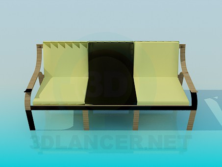 modello 3D Panchina con seduta in morbido - anteprima