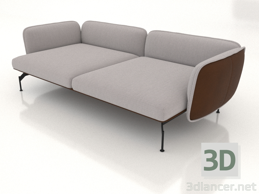 3D Modell Sofamodul 2,5 Sitzer tief mit Armlehnen 85 (Lederpolsterung außen) - Vorschau