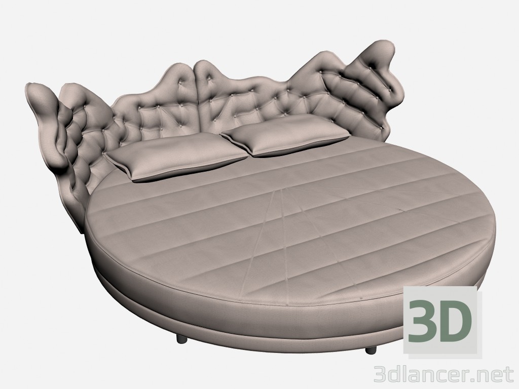 3D Modell Bett Doppel kreisförmige Konstellation - Vorschau