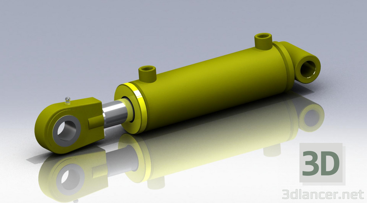 modello 3D Cilindro idraulico - anteprima