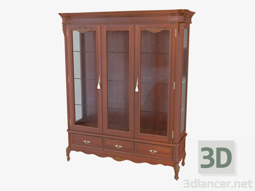 3d model Showcase with two doors and three drawers BN8804 (wood) - preview