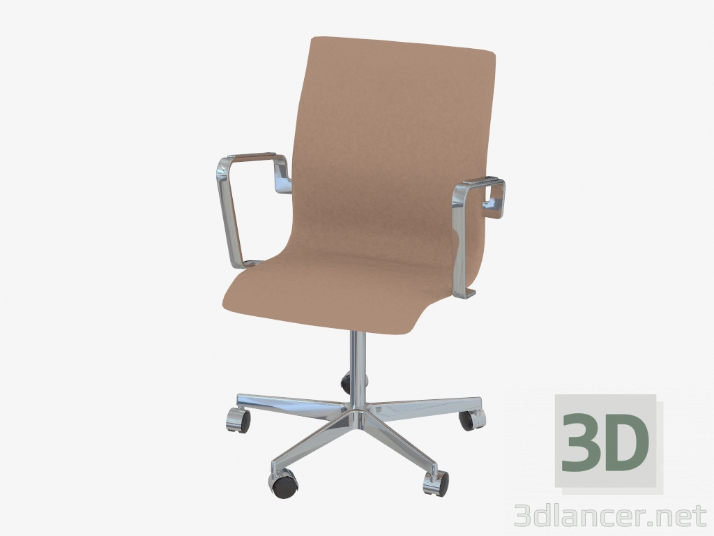 modèle 3D Chaise de bureau Oxford (avec roulettes et dossier bas) - preview