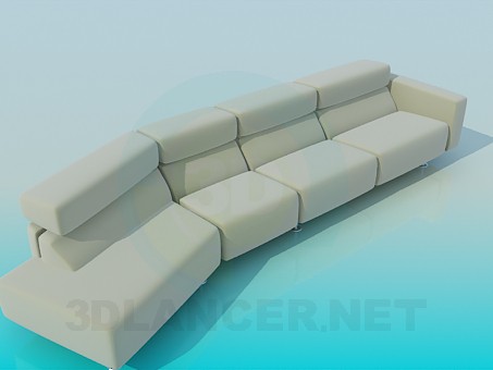 3d модель Довгий диван – превью