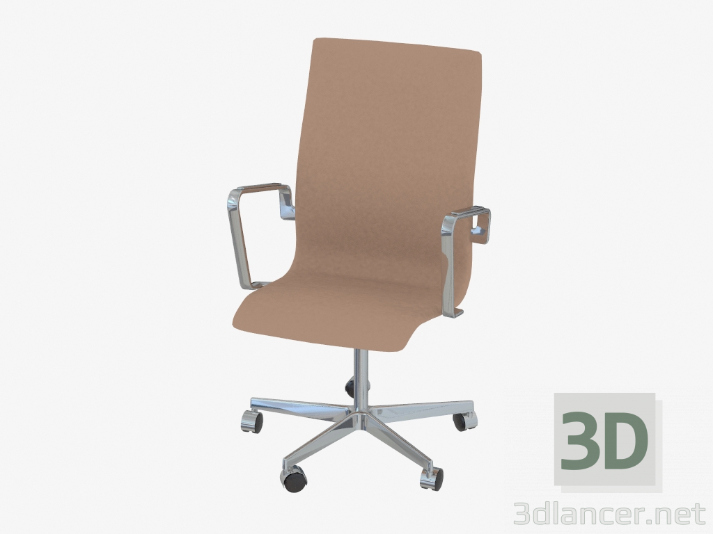 3D Modell Bürostuhl Oxford (mit Rollen und mittlerer Rückenlehne) - Vorschau