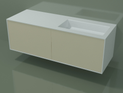 Washbasin with drawers (06UC834D1, Bone C39, L 144, P 50, H 48 cm)