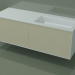 3D Modell Waschbecken mit Schubladen (06UC834D1, Knochen C39, L 144, P 50, H 48 cm) - Vorschau