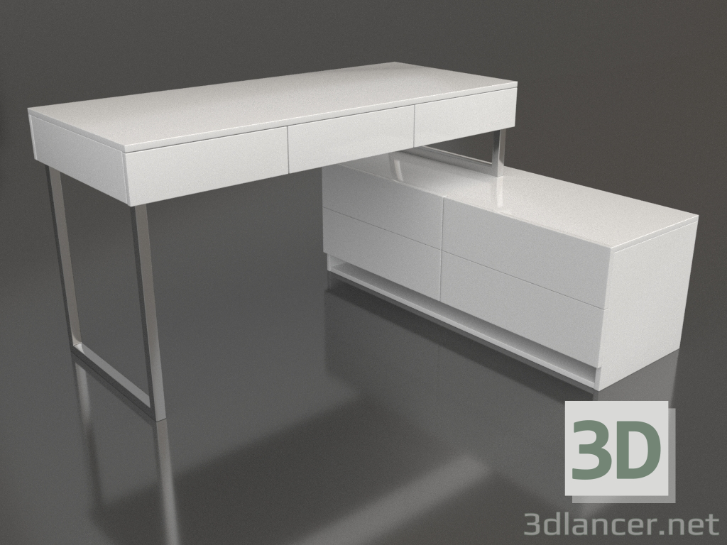 3 डी मॉडल डेस्क ड्रेसडेन (सफेद-क्रोम) - पूर्वावलोकन