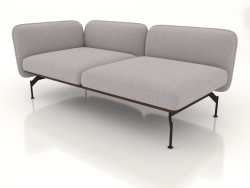 Módulo sofá de 2 plazas con reposabrazos a la izquierda (tapizado exterior de piel)
