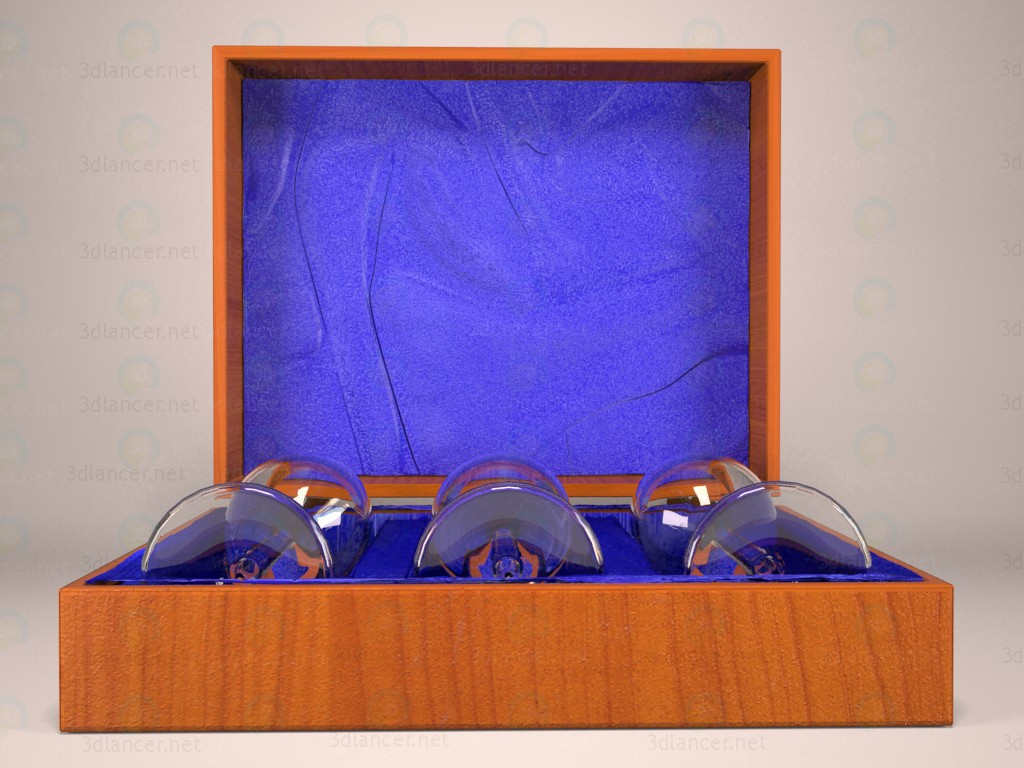 modèle 3D Coffret de verres dans la boîte de - preview