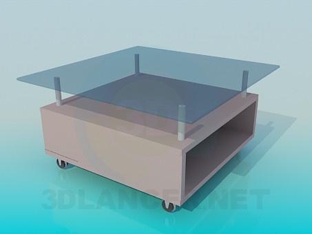 modèle 3D Table basse sur roulettes - preview