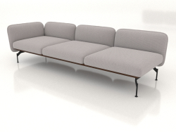 Módulo de sofá de 3 lugares com apoio de braço à esquerda (estofamento em couro na parte externa)