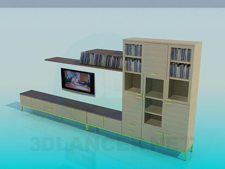 3D modeli Oturma odasında duvar - önizleme