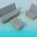 3D Modell Sessel, Sofa und Ottoman Satz - Vorschau