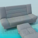 Modelo 3d Conjunto de poltrona, sofá e otomano - preview