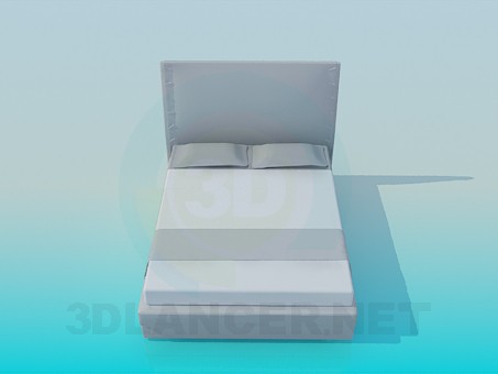 3d модель Вузька двоспальне ліжко – превью