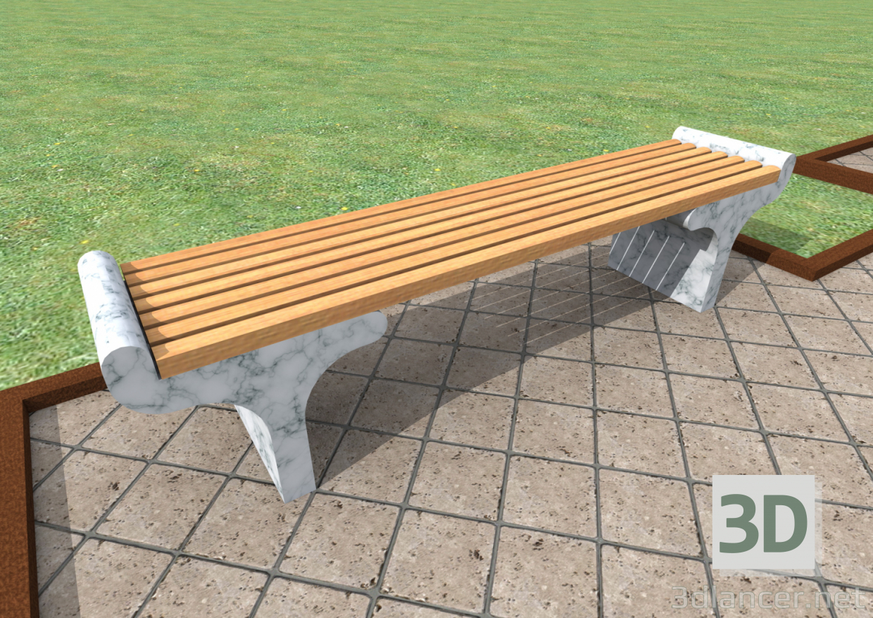 3d Bench, bench model buy - render