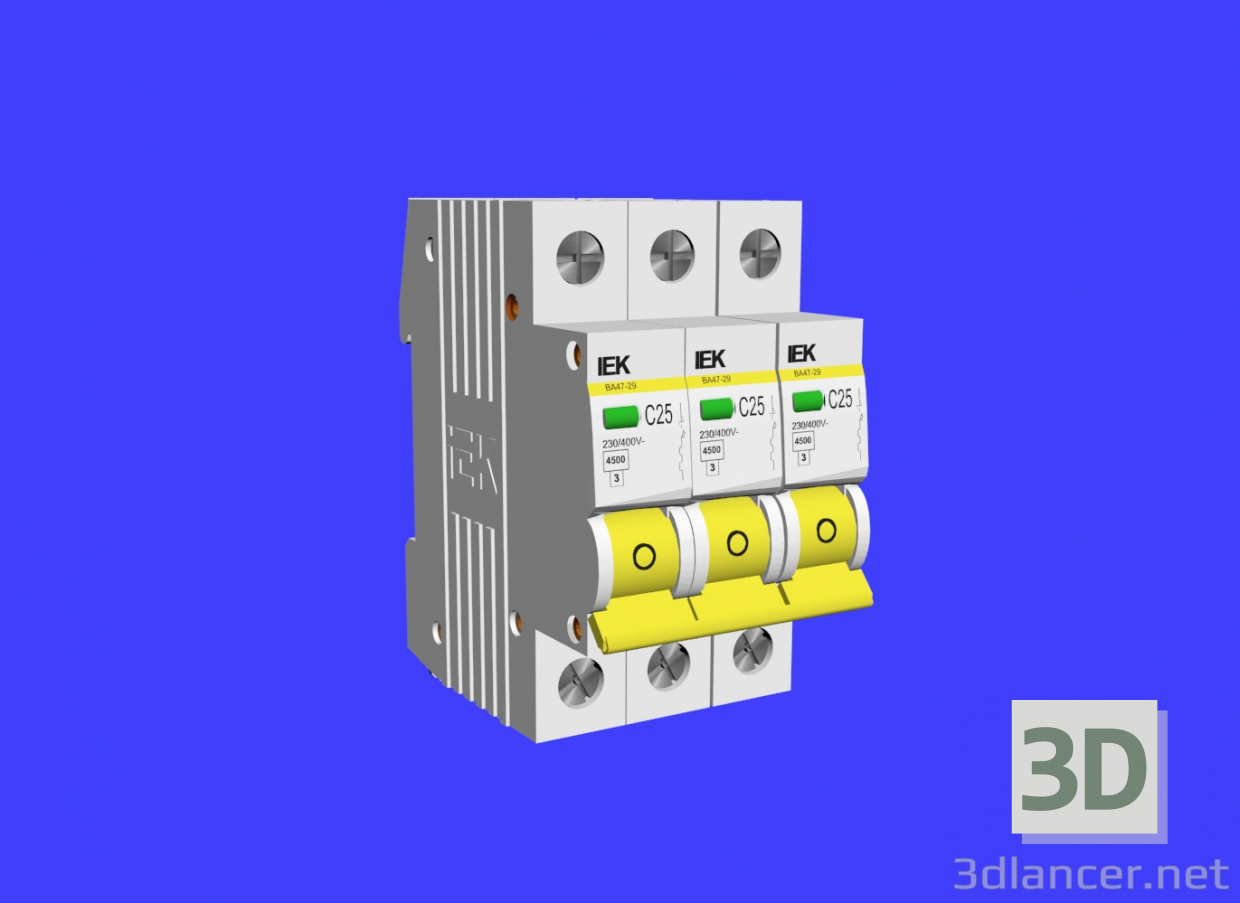 3d модель автомат защиты 3х фазный – превью