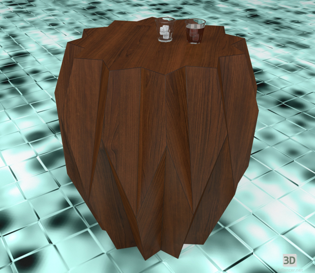 3d Side table with glasses model buy - render